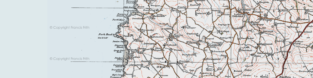 Old map of Engollan in 1919