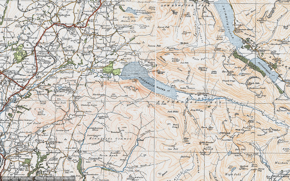 Old Map of Historic Map covering Boathow Crag in 1925