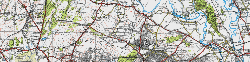 Old map of Ensbury Park in 1919