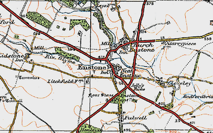 Old map of Enstone in 1919