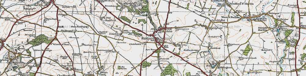 Old map of Enstone in 1919