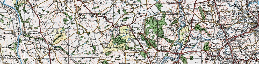 Old map of Broom Hill in 1921