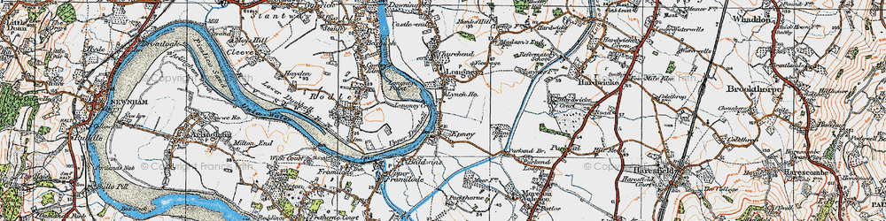 Old map of Epney in 1919
