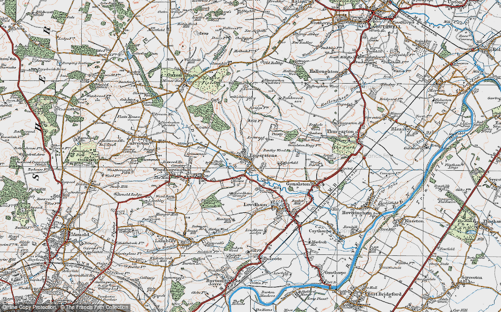 Old Map of Epperstone, 1921 in 1921