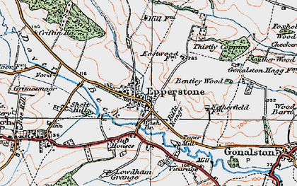Old map of Epperstone in 1921