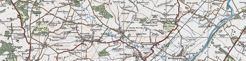 Old map of Epperstone in 1921