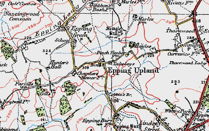 Old map of Epping Upland in 1920