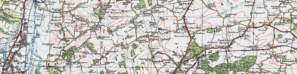 Old map of Epping Upland in 1920