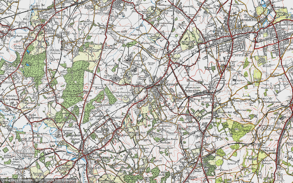 Old Map of Epsom, 1920 in 1920