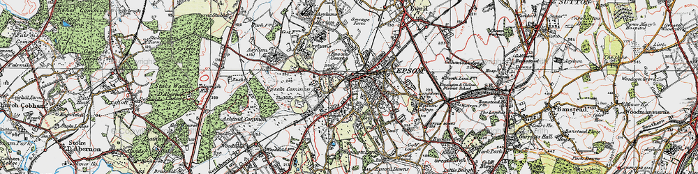 Old map of Epsom in 1920