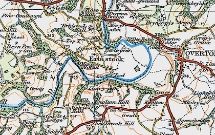 Old map of Erbistock in 1921