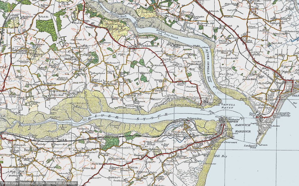 Old Map of Erwarton, 1921 in 1921