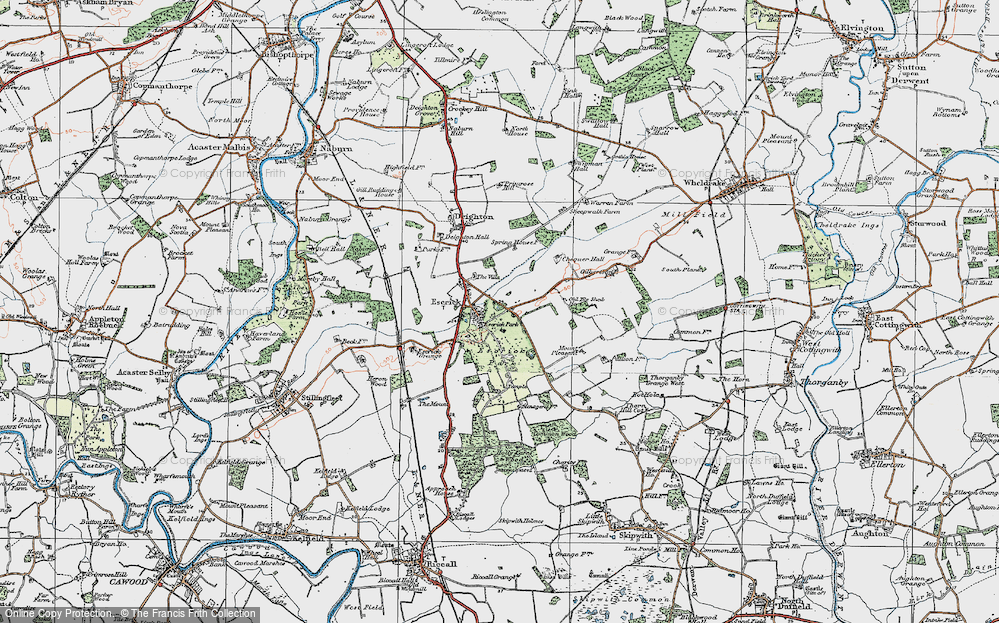 Old Map of Escrick, 1924 in 1924