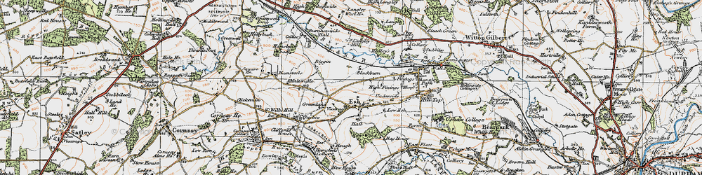 Old map of Langley West Ho in 1925