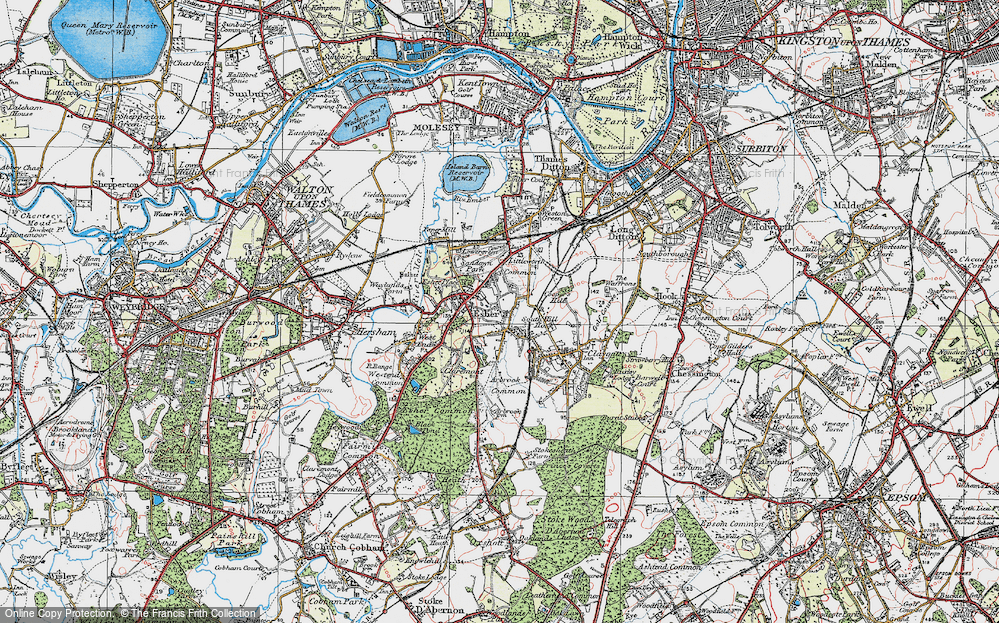 Old Map of Historic Map covering Arbrook Common in 1920
