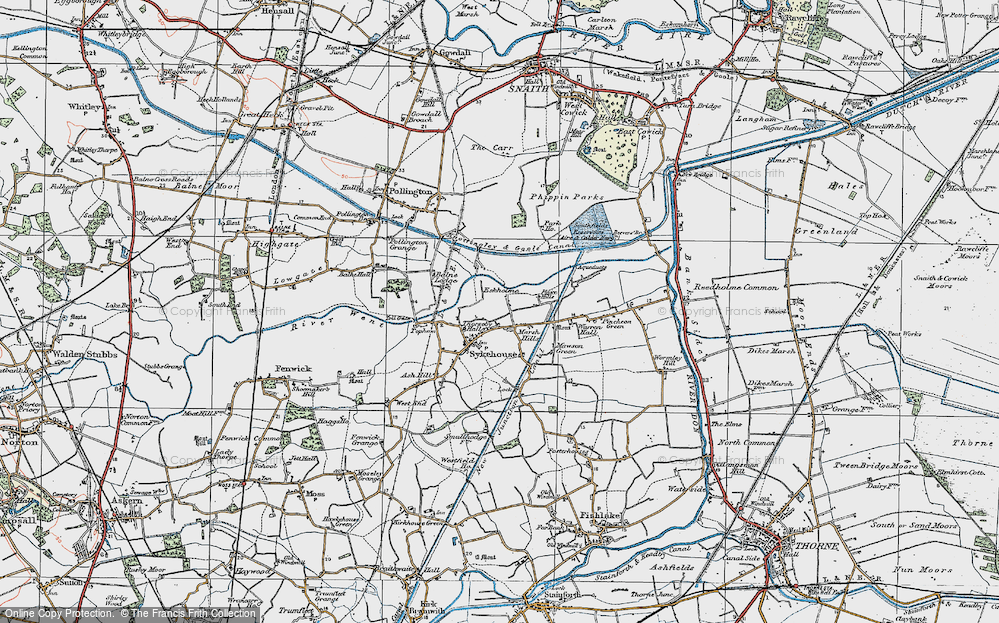 Old Map of Historic Map covering Aire and Calder Navigation in 1924