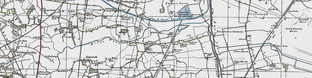 Old map of Aire and Calder Navigation in 1924