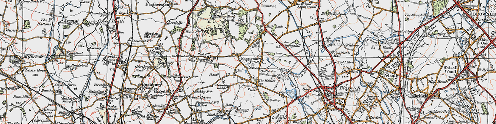 Old map of Essington in 1921