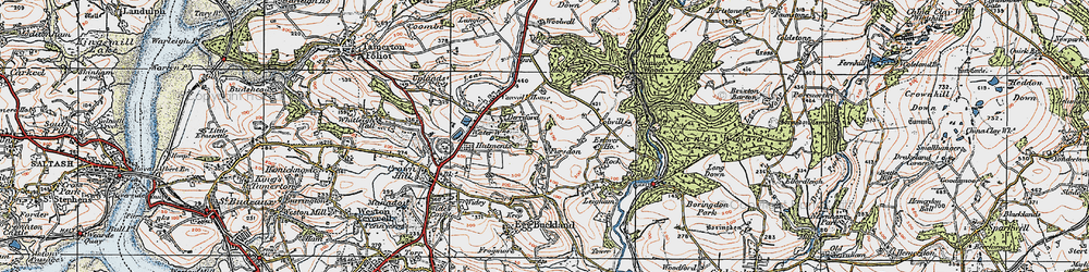 Old map of Estover in 1919