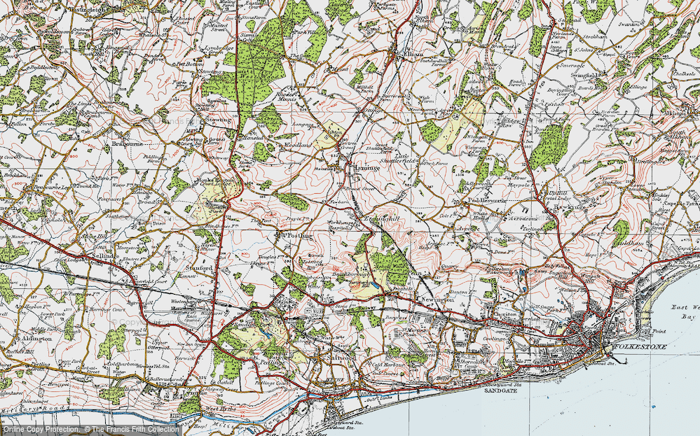 Old Map of Historic Map covering Beachborough in 1920