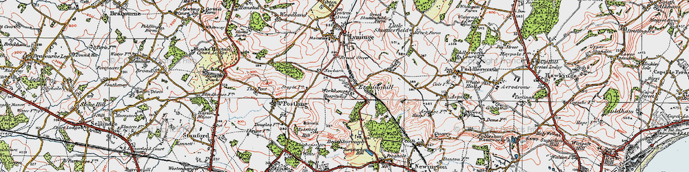 Old map of Etchinghill in 1920