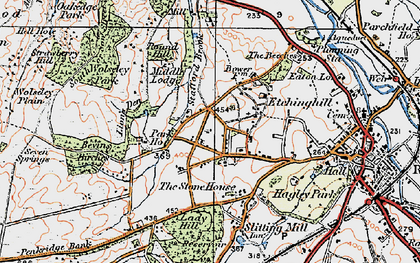 Old map of Etchinghill in 1921