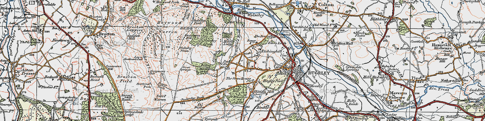 Old map of Etchinghill in 1921