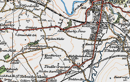 Old map of Etherley Dene in 1925