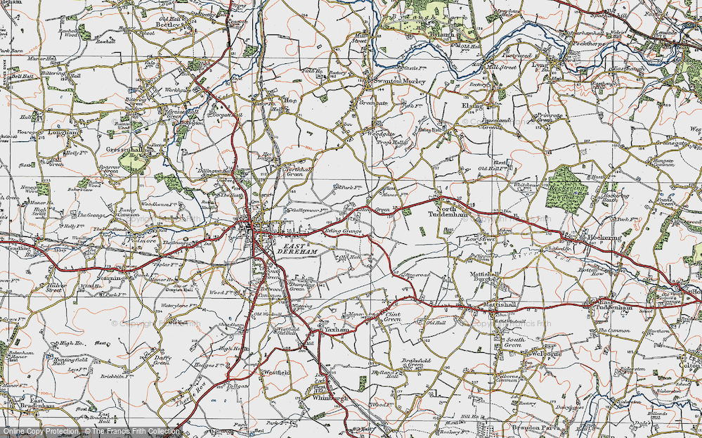 Old Map of Etling Green, 1921 in 1921