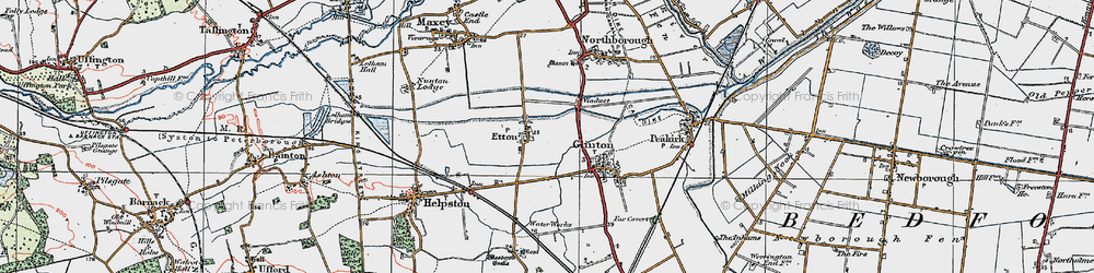 Old map of Etton in 1922