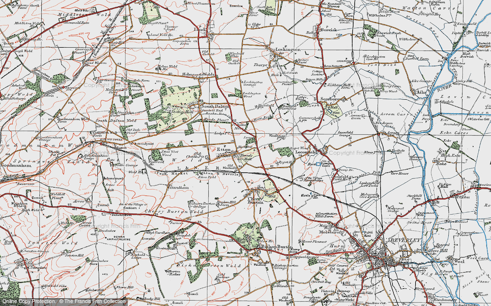 Old Map of Historic Map covering Etton Pasture School in 1924