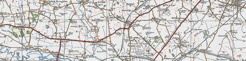 Old map of Etwall in 1921