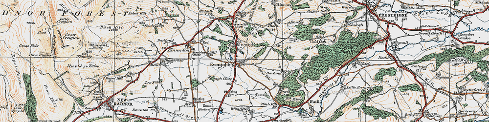 Old map of Evenjobb in 1920