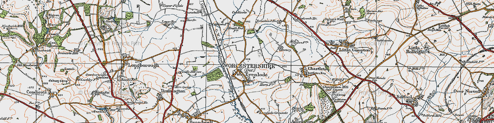Old map of Evenlode in 1919