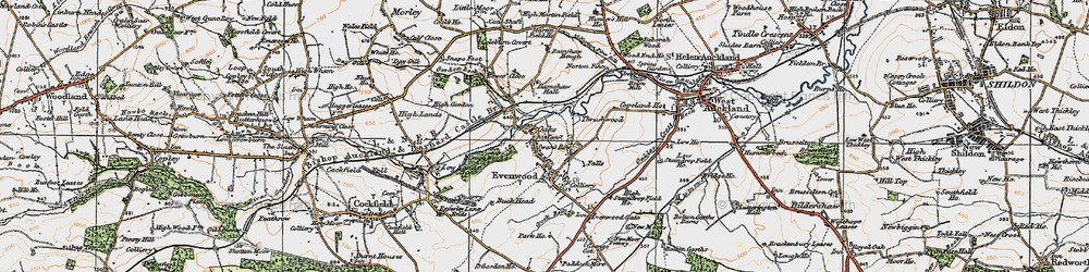 Old map of Evenwood in 1925