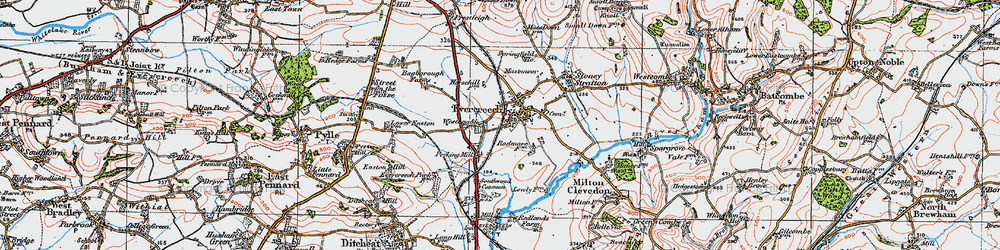 Old map of Evercreech in 1919