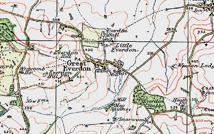 Old map of Everdon in 1919