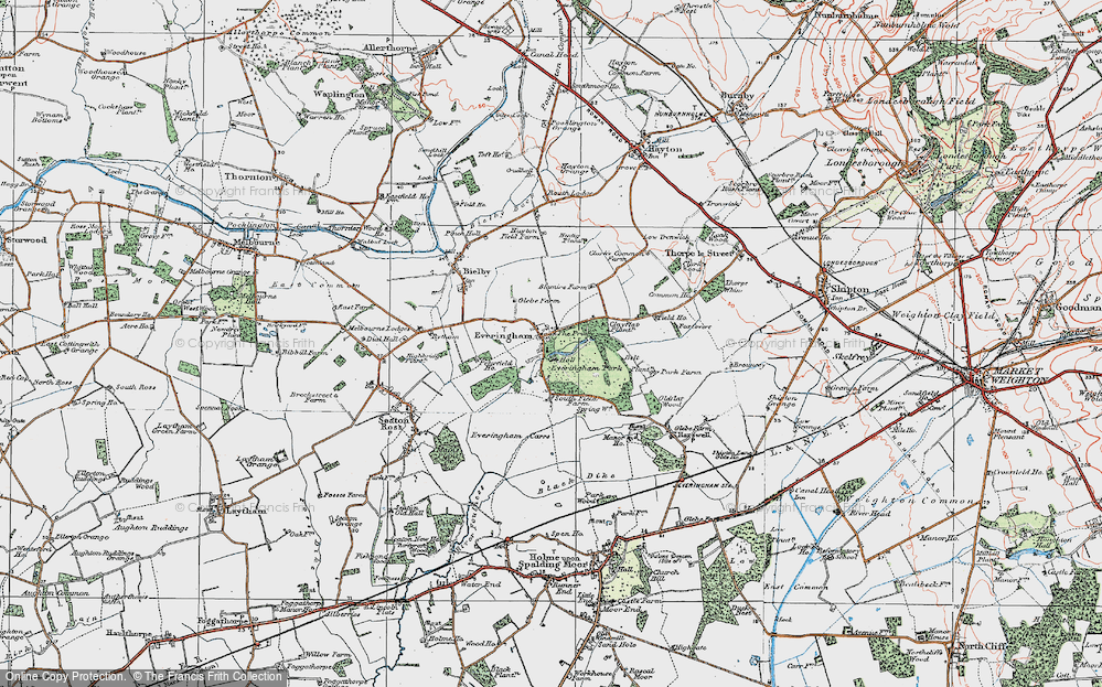 Old Map of Historic Map covering Bielby Field in 1924
