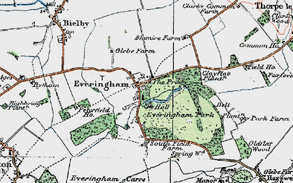 Old map of Everingham in 1924