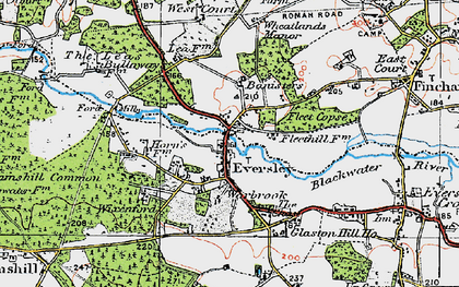 Old map of Eversley in 1919