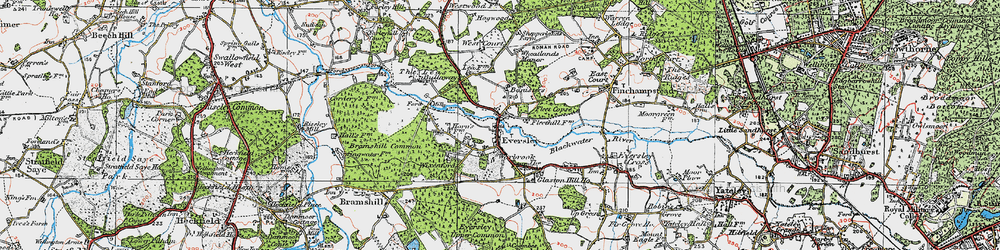 Old map of Eversley in 1919