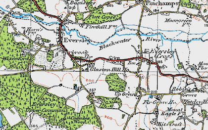Old map of Eversley Centre in 1919