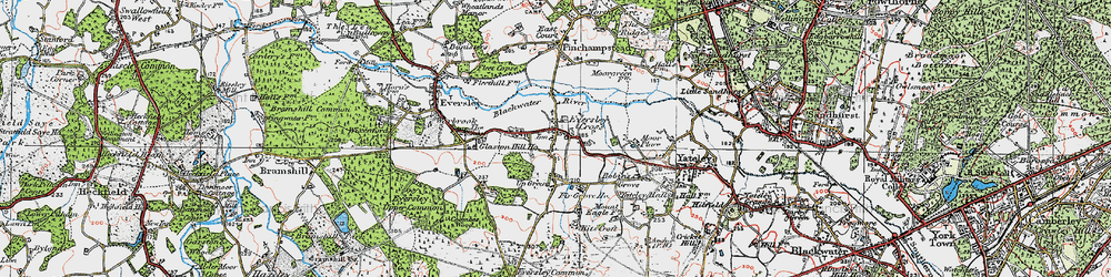 Old map of Eversley Cross in 1919