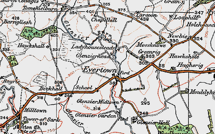 Old map of Evertown in 1925