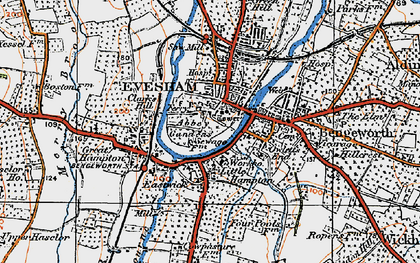 Old map of Evesham in 1919