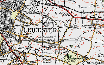 Old map of Evington in 1921
