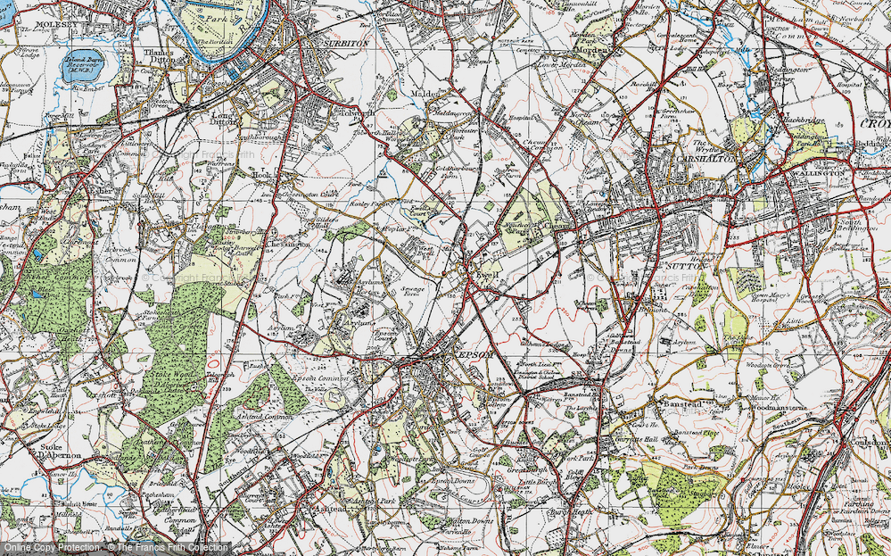 Old Map of Ewell, 1920 in 1920