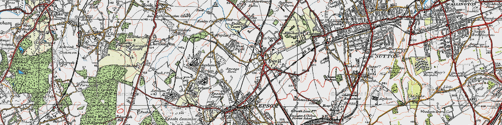 Old map of Ewell in 1920