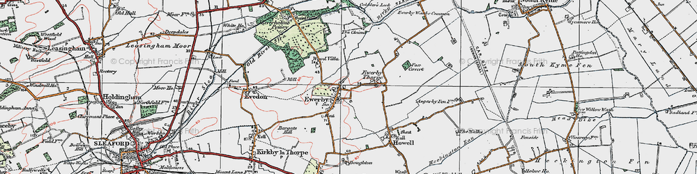 Old map of Ewerby in 1922