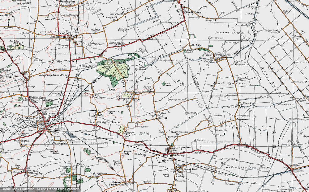 Old Map of Ewerby Thorpe, 1922 in 1922